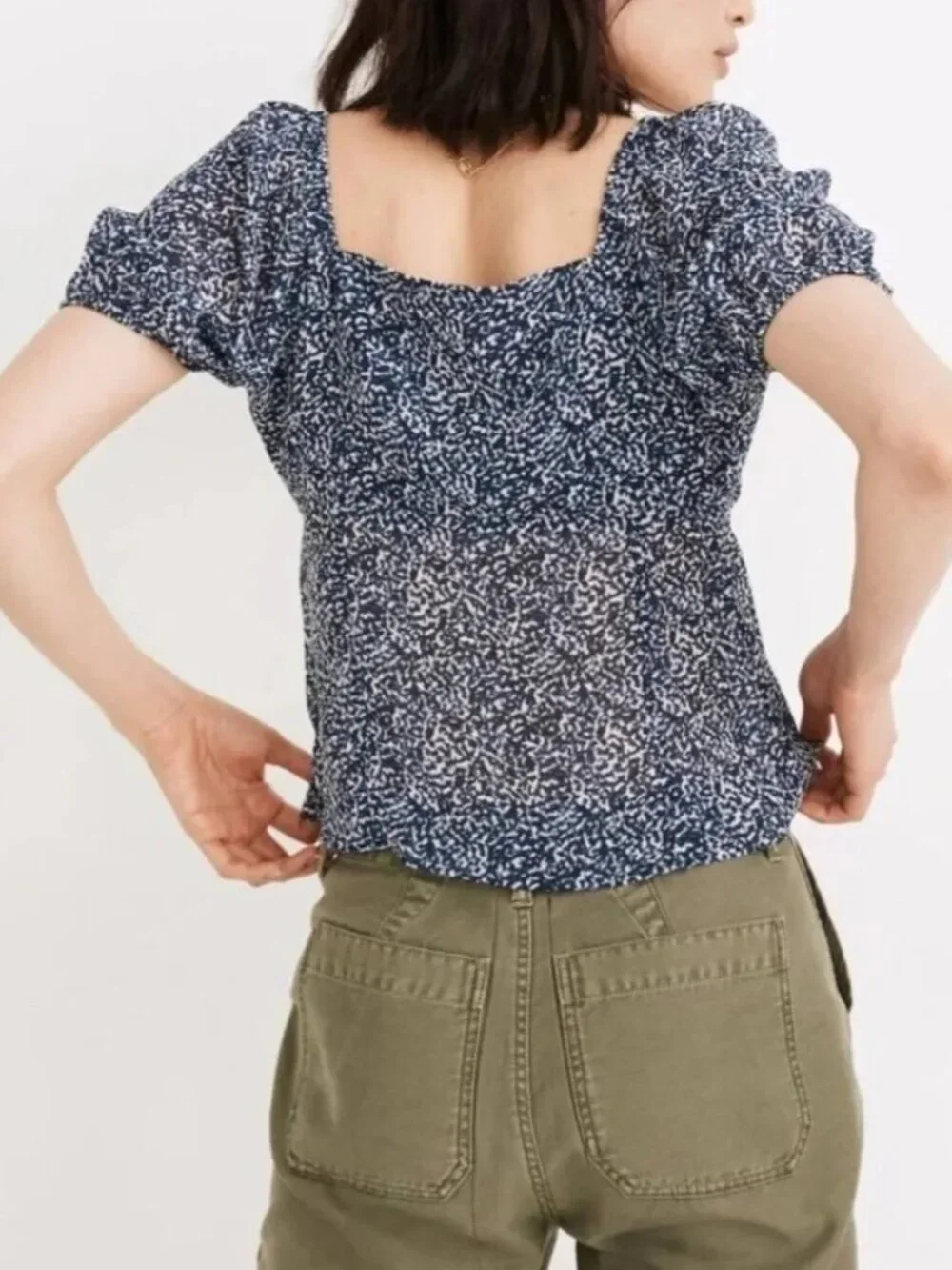 Madewell Sweetheart Top in Bengali Blockprint Blue Size 8